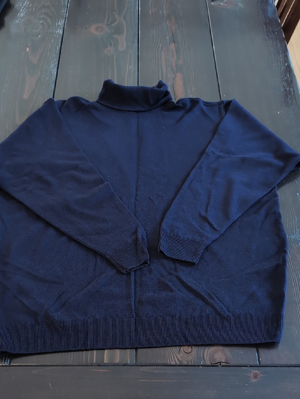 Marks & Spencer Lambswool Navy Knit Turtleneck Sweater Long Sleeves